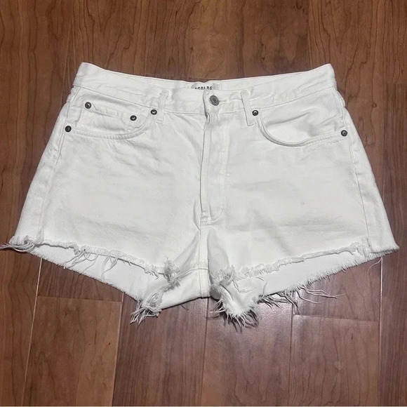 Agolde Pants - AGOLDE White Denim Shorts Raw Hem 2” inseam size 28